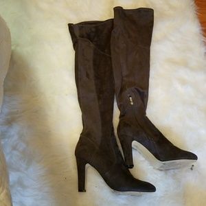 Gray Suede over the knee boots